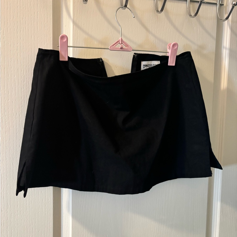 Princess Polly Black A-Line Mini Skirt with Side Slits
